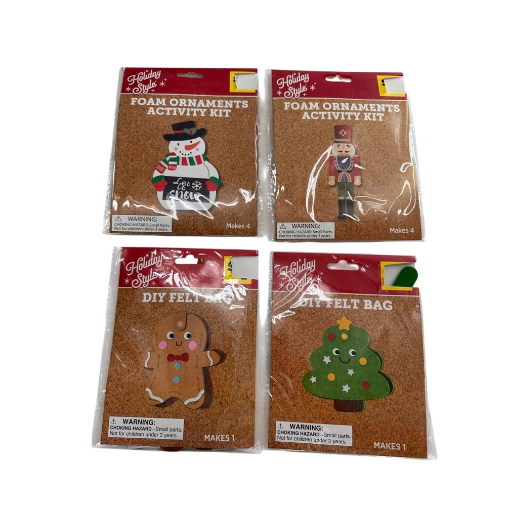 Holiday Style‎ Foam Ornaments DIY Felt Activity Kits Set Of 4 Christmas Bundle b